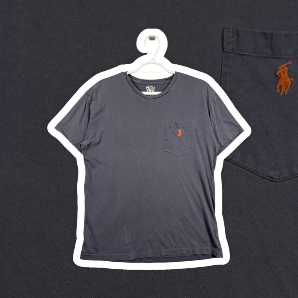 Polo Ralph Lauren Pocket Shirt Mens Small Blue Orange Pony Classic Fit Tee